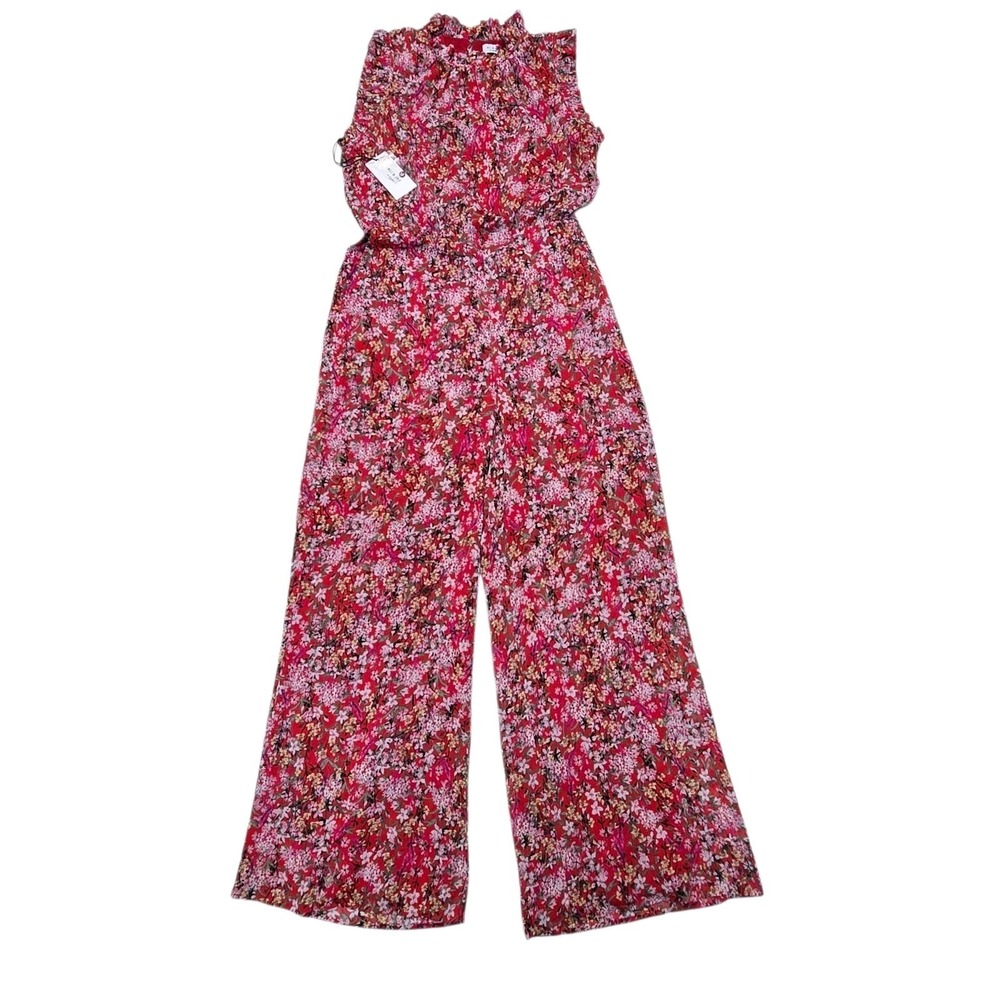 NWT Ali & Jay Anthropologie It's You Girl Wide Leg Jumpsuit Red Floral Size L - Picture 1 of 14